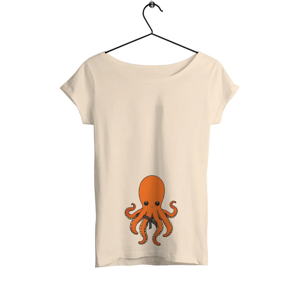 Tee Shirts Printed: Whimsical Orange Octopus with Bow Tie|roblox t shirt suit black