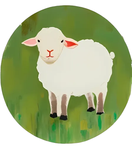 TShirt Design: Minimalist Sheep in a Green Field