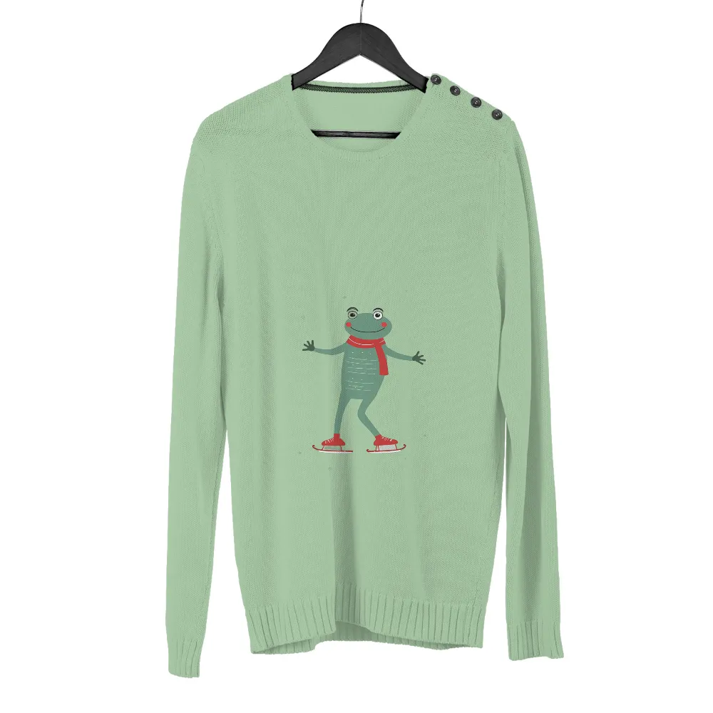 Tee Shirts Printed: Freddie the Ice Skating Frog|winter fur shirt for men