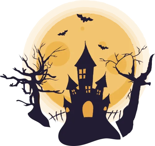 Custom Tee Shirts: Spooky Castle in the Moonlight