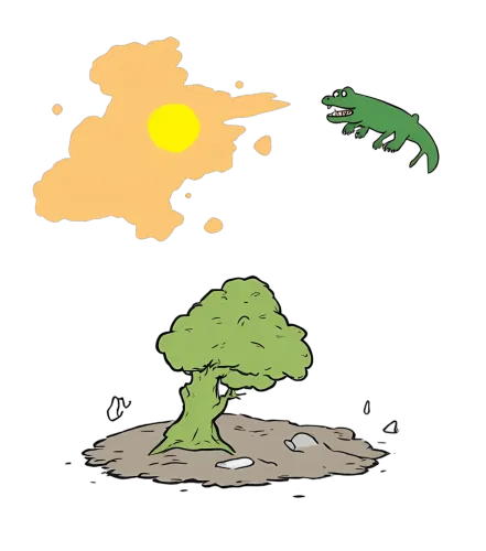 Custom Tee Shirts: Zippy's Playful Surprise - Dinosaur, Tree, Sun