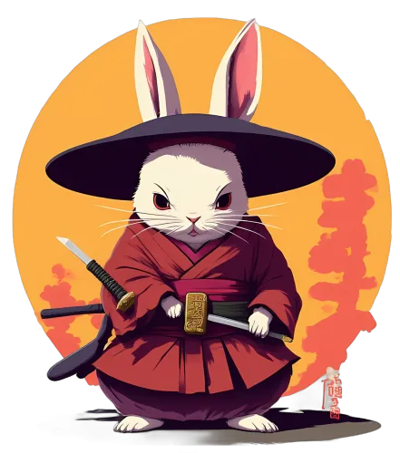 TShirt Design: Samurai Rabbit Warrior - Anime Art