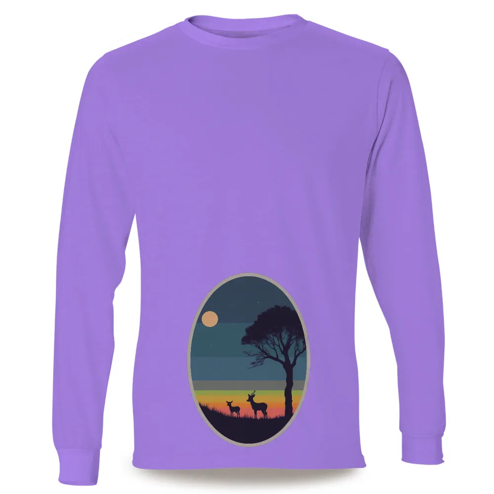 Shirts Graphic Tees: Deer Silhouette at Sunset|miller lite moon vintage wash tee