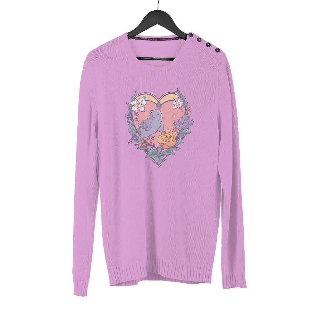 T-Shirts Pattern: Bird in a Heart of Flowers|thor love and thunder shirt hot topic