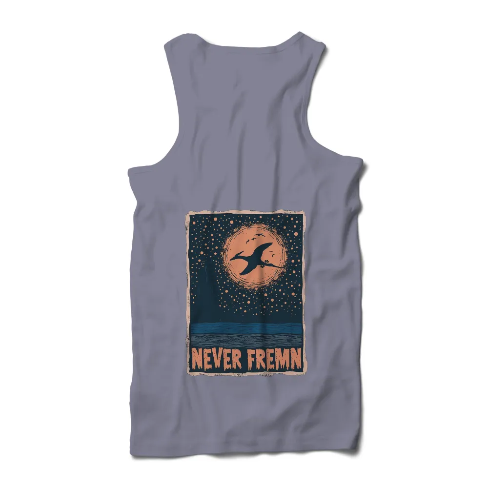 Tee Shirt Printing: Never Give Up - Birds Flying Under Moonlight|art t shirt design vintage