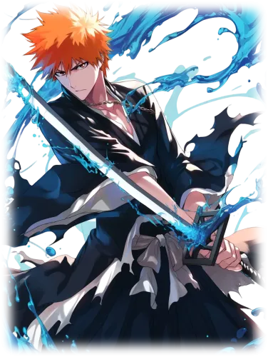 Ichigo Kurosaki in a dynamic pose - bleach white ichigo