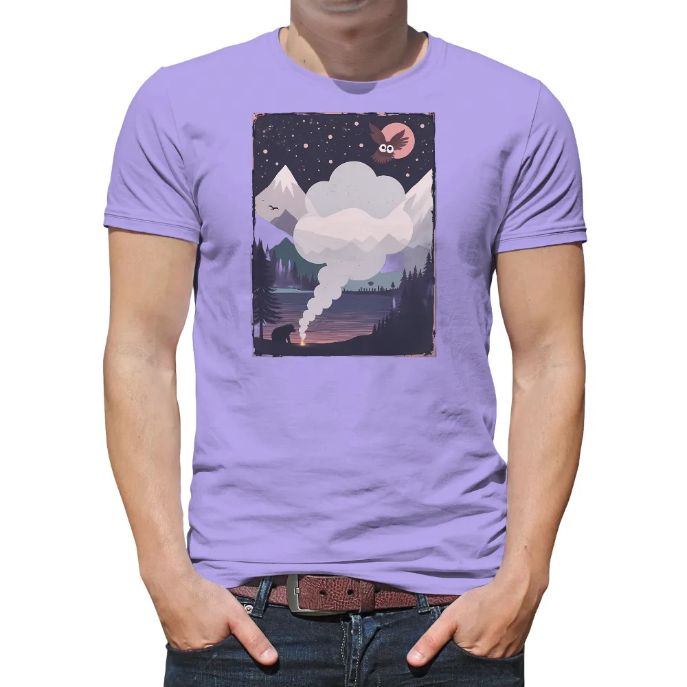 Graphic Tees: Solitude in Nature - Bear by Campfire|animal crossing bear shirt