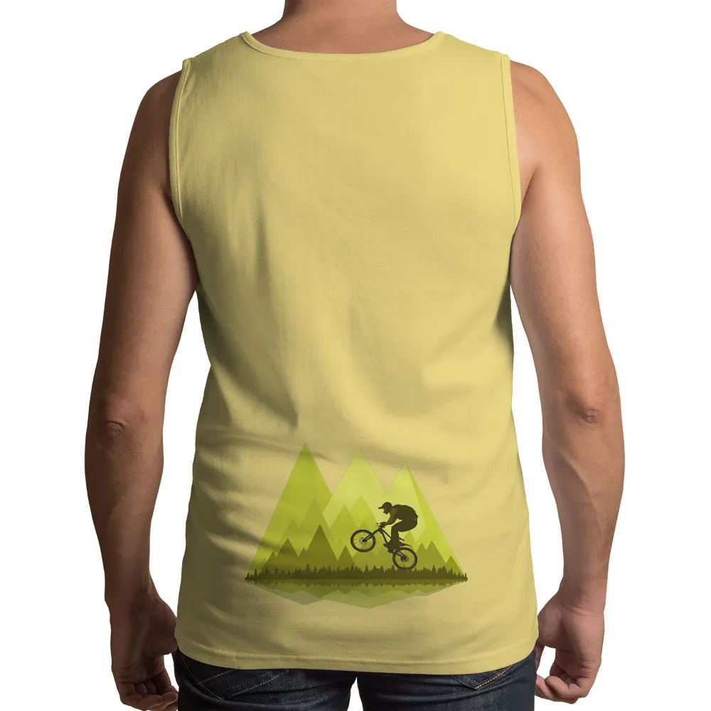 TShirt Design: Epic Mountain Biking Adventure| towering mountains