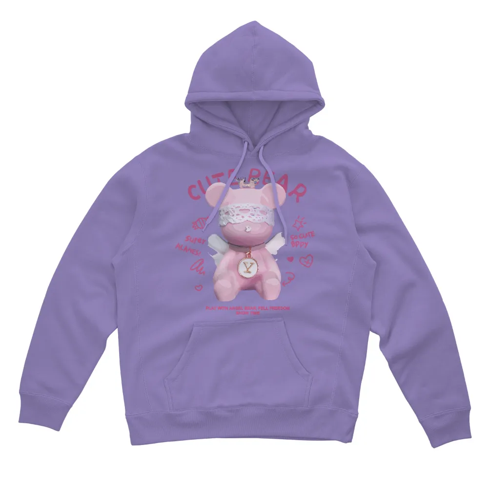 Tee Shirt Printing: Super Cute Pink Teddy Bear with Lace Collar and Golden Pendant|joy christmas shirt