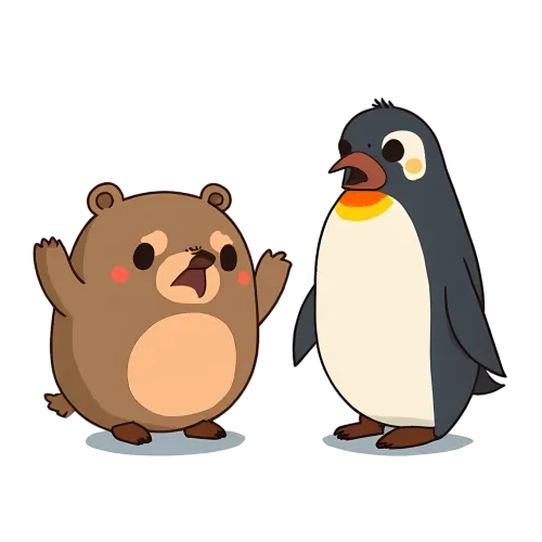 Custom Tee Shirts: Friendship in the Ice - Joyful Bear and Penguin