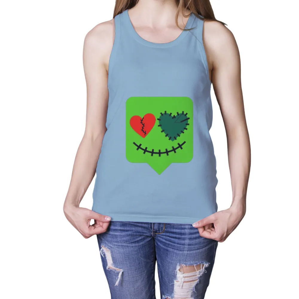 Shirts Graphic Tees | Hearts and Time: A Journey of Healing and Growth|Two hearts on a green background