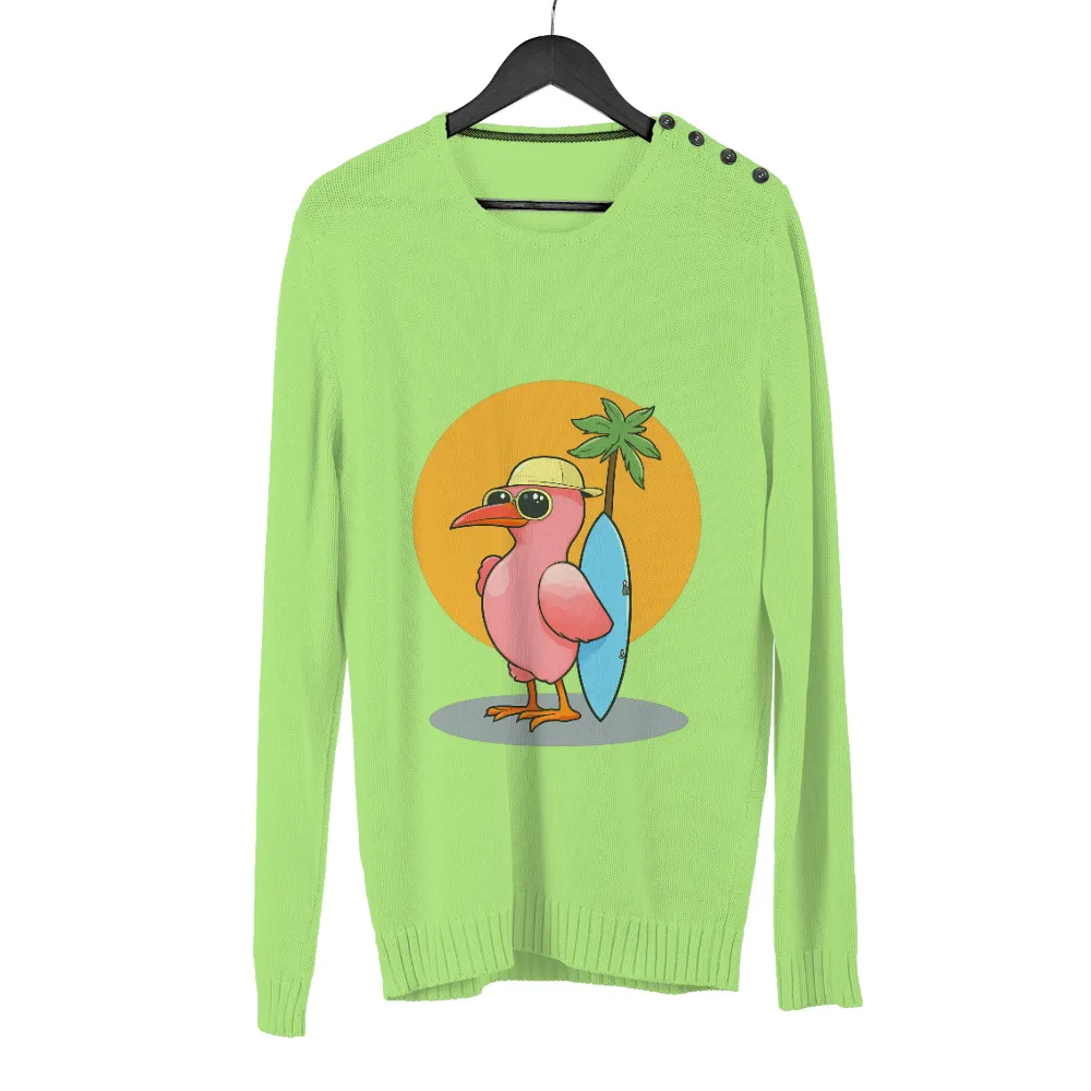 T-Shirts Design: Surfing Bird - Beach Adventure|long sleeves for summer work