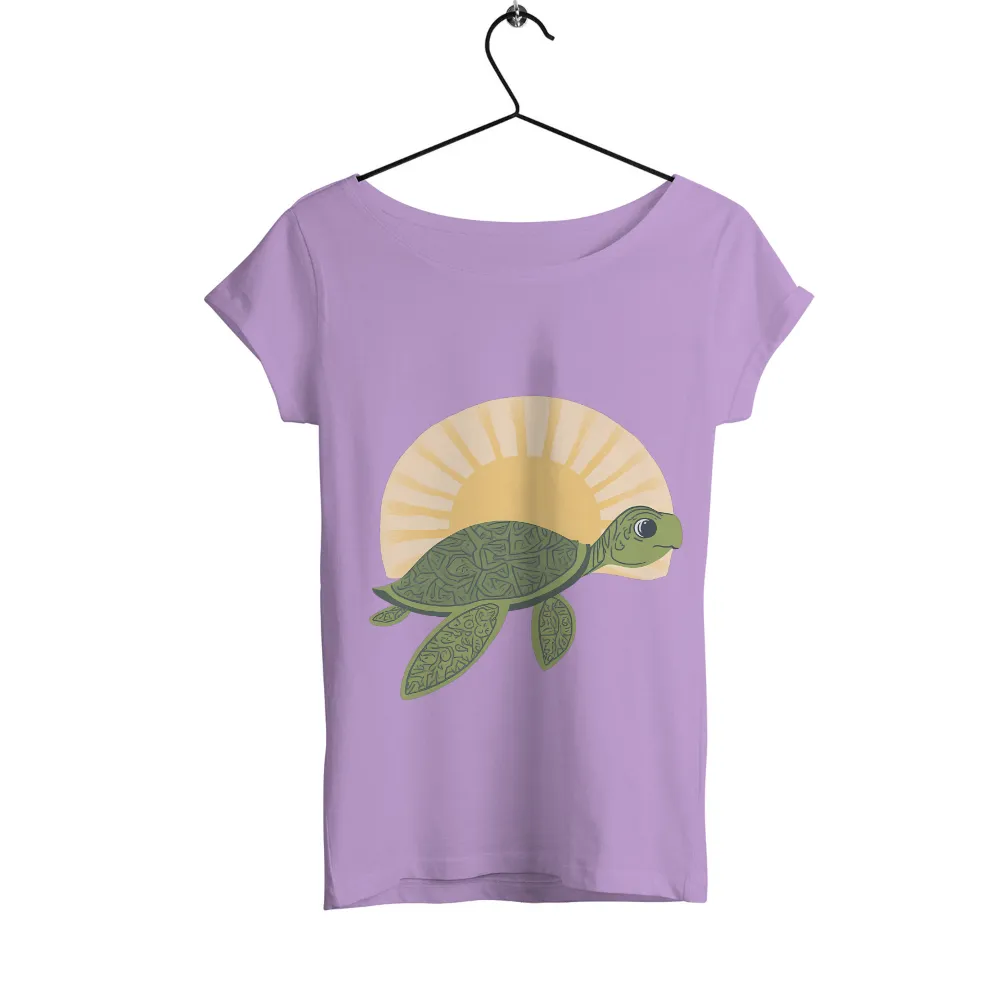 Tee Shirt Printing: Sea Turtle Sunrise - Hope and Resilience|summer retro surf marine life printed casual tee