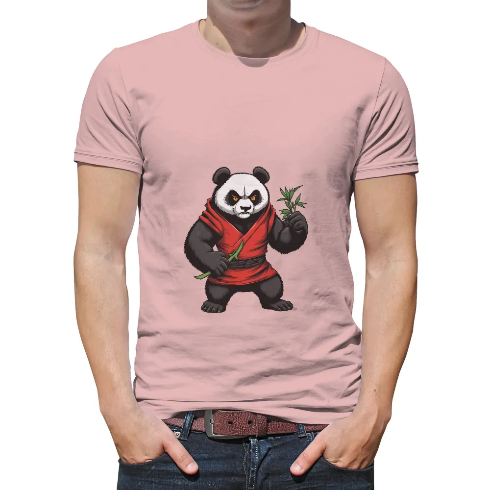 Custom Tee Shirts: Warrior Panda | Martial Arts, Strength & Cultural Significance| Panda holding a bamboo shoot