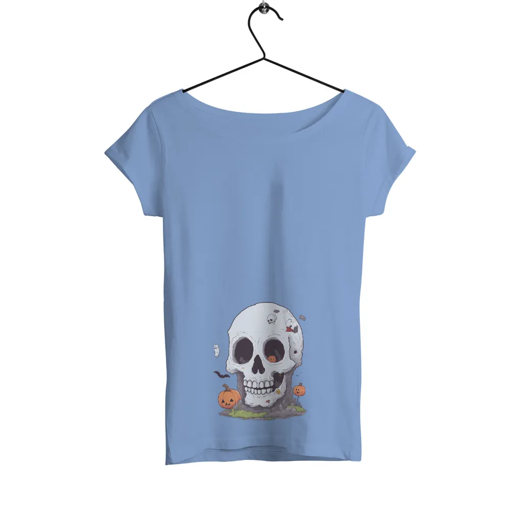 Tee Shirts Printed: Halloween Skull with Ghosts and Bats|halloween costumes white dress shirt