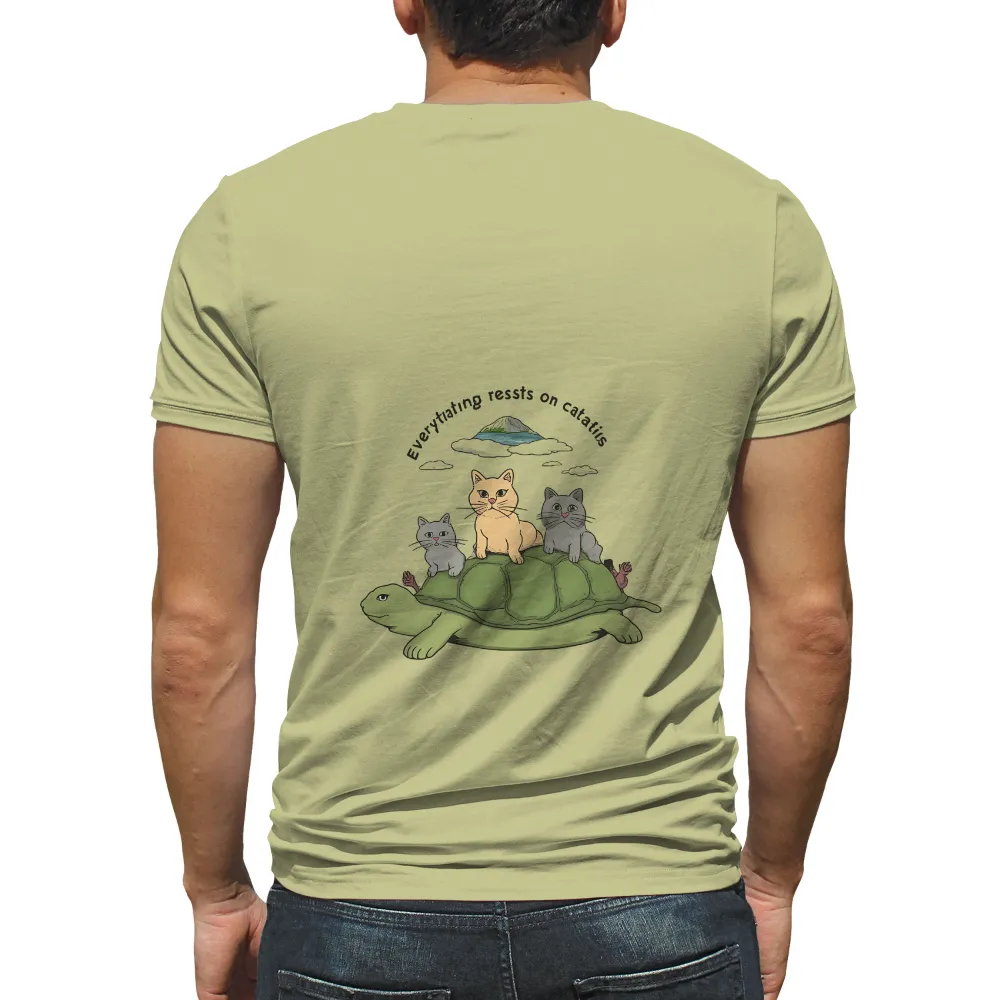 Custom Tee Shirts: Cats on Turtle - Tranquility and Peace|harmony day t shirts best and less