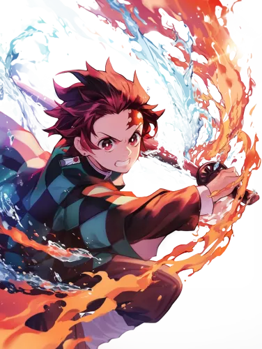 Tanjiro with Fire and Water Elements - anime no shirt