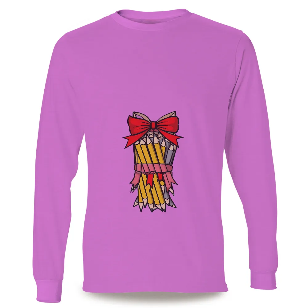 Customized Tee Shirts: Pencils & Red Bow - Artistic Celebration|capitalist nostalgia shirt