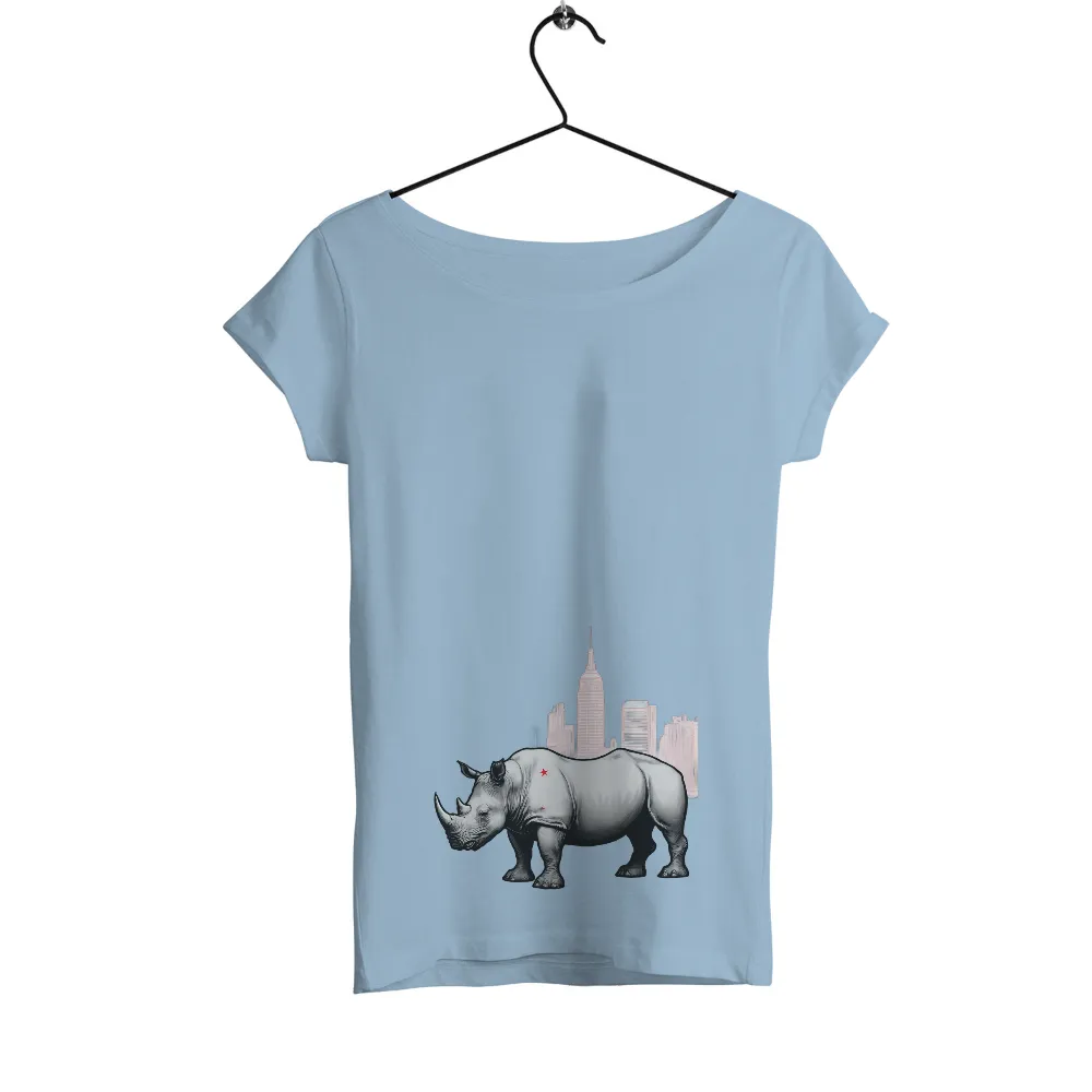 Rhino Cityscape Design: Blending Nature with Urban Strength|strength and honor shirt