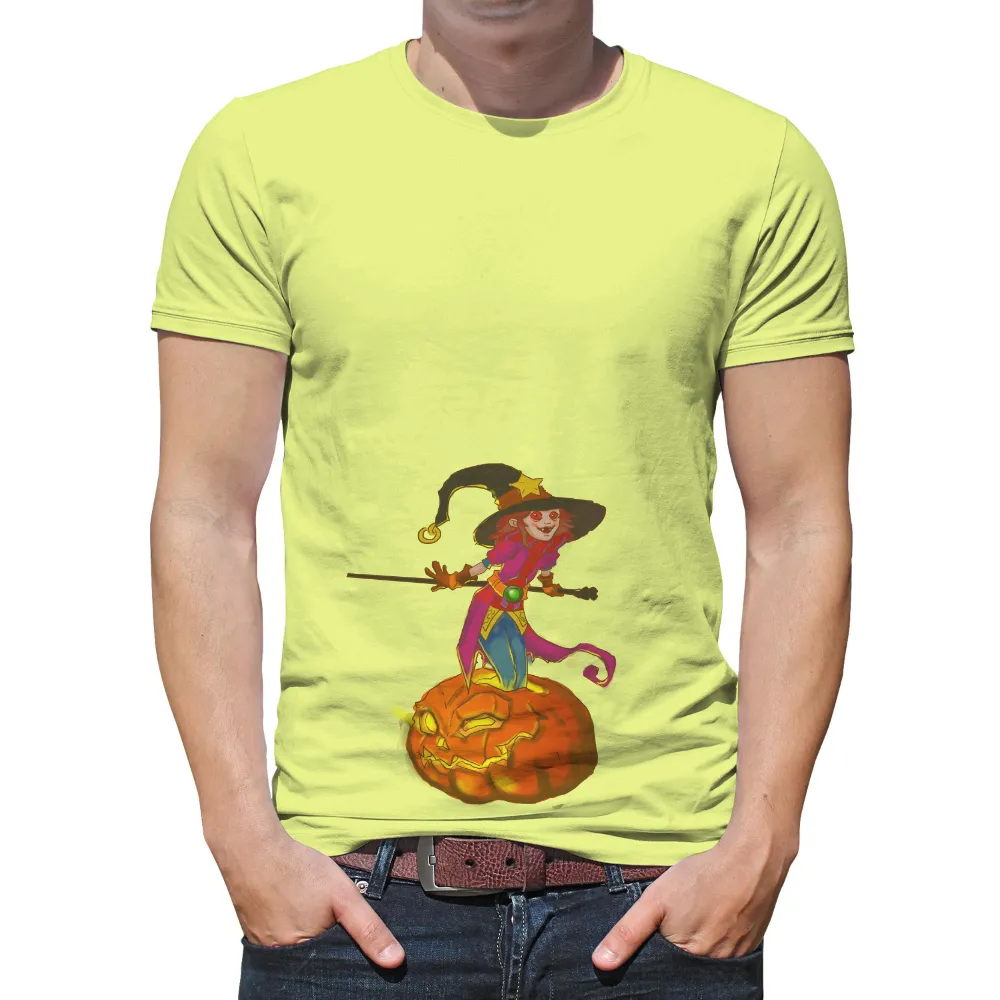 Graphic Tees: Enchanted Witch on a Glowing Pumpkin|on a dark desert highway shirt witch