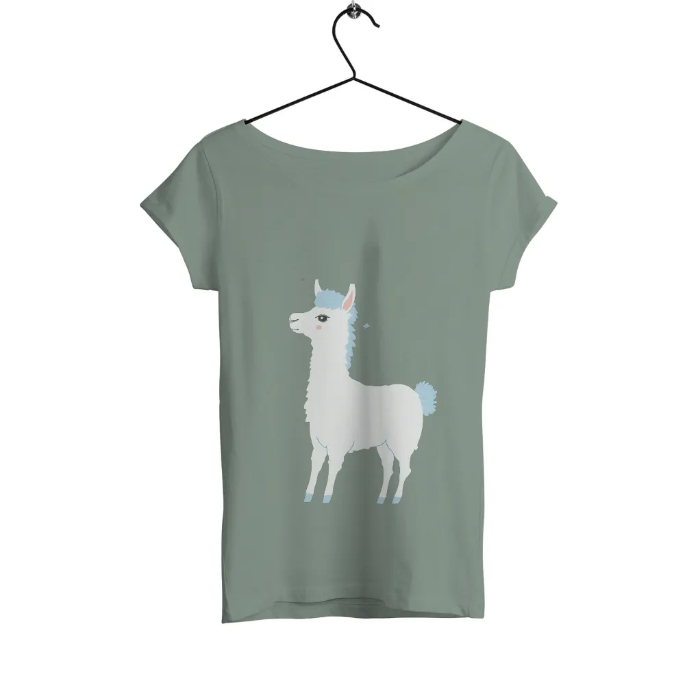 T-Shirts Design: Luna the Alpaca - Whimsical Adventure and Joy|spring flower blouse