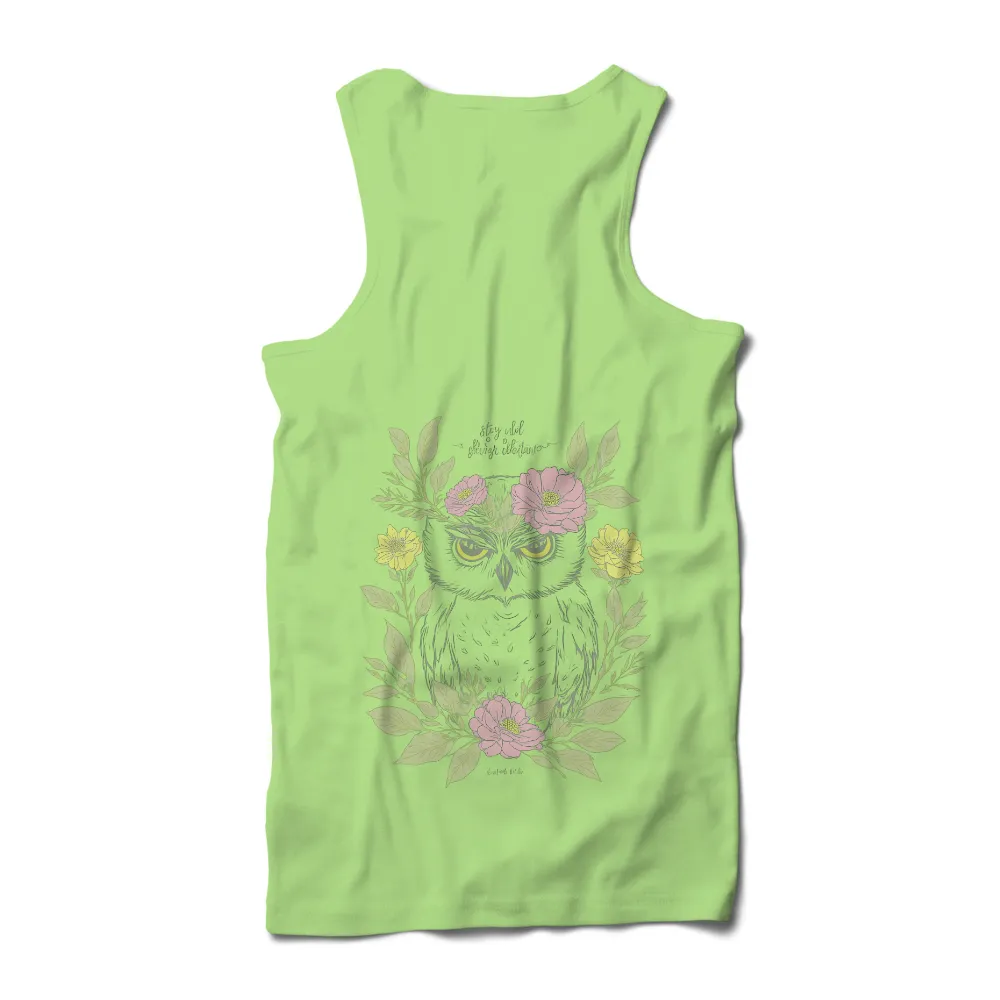 Tee Shirts Printed: Stay Wild with Owl and Flowers|t shirt painting on nature