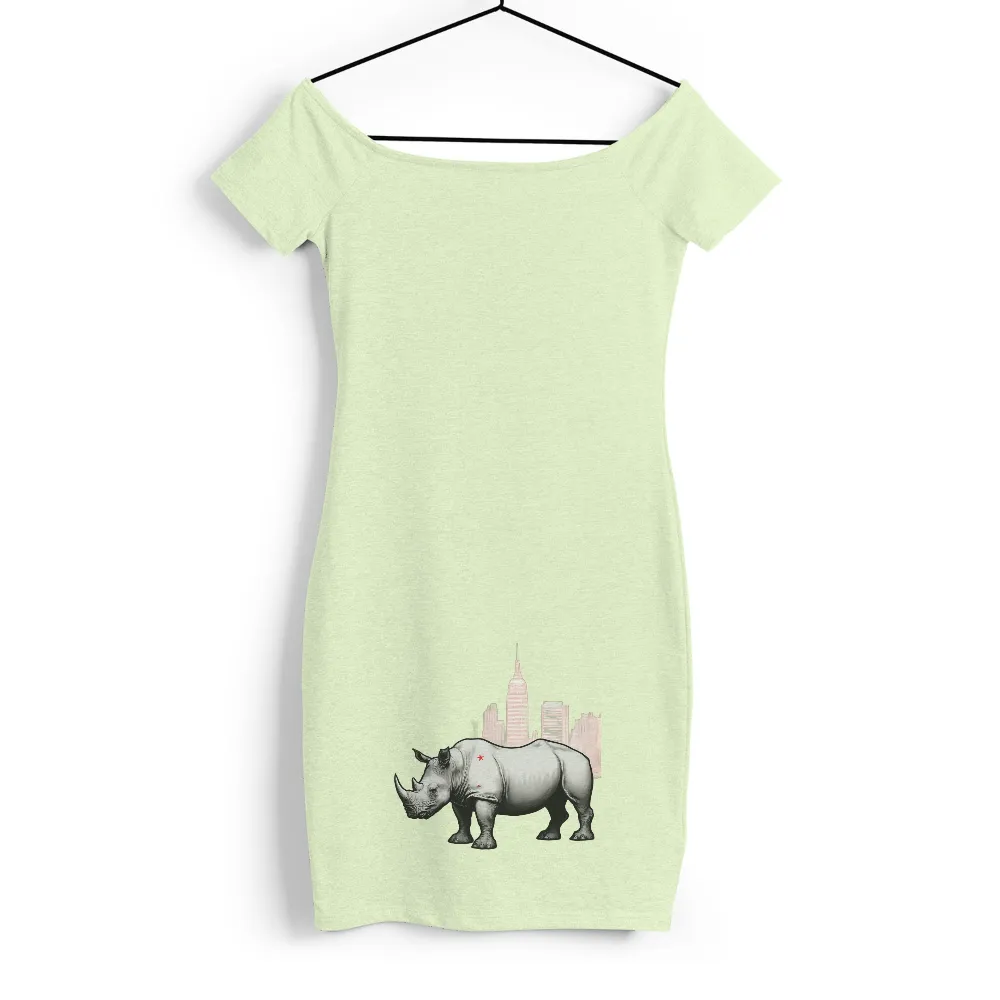 Rhino Cityscape Design: Blending Nature with Urban Strength|bee conservation t shirt