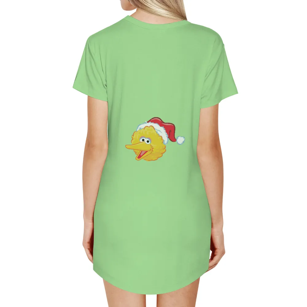 Custom Tee Shirts: Big Bird in a Santa Hat - Festive Holiday Joy|roblox christmas tshirt