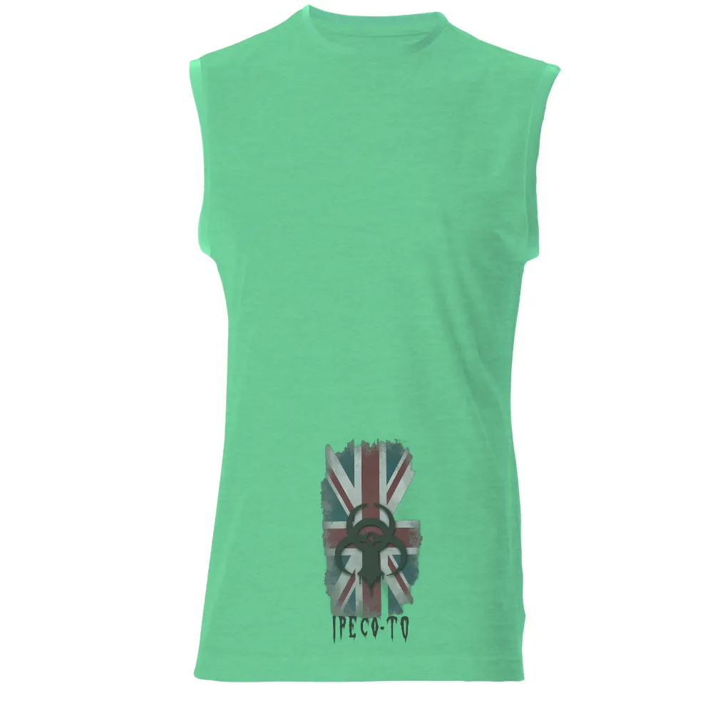 T-Shirts Pattern: Distressed Union Jack with Biohazard Symbol| IPE CO-TO text