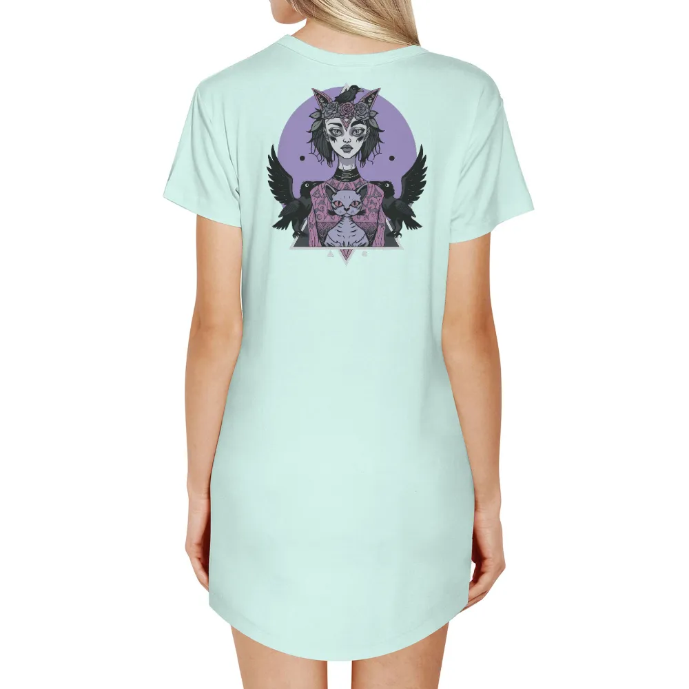 Gothic Ethereal Beauty T-Shirts Pattern | Nature and Mysticism| protective ravens