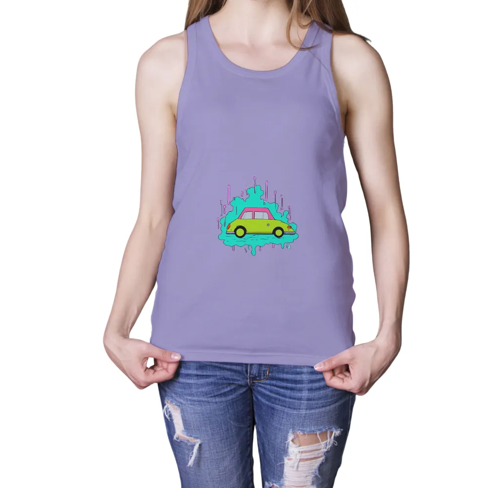 Graphic Tees: Quirky Car Journey Through Imagination|summer retro surf marine life printed casual tee