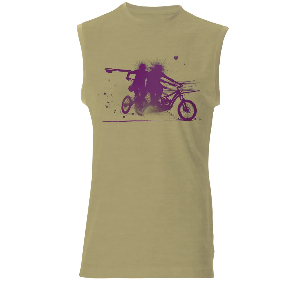 T-Shirts Pattern: Adventure on Wheels with Surfboard| Stark black background