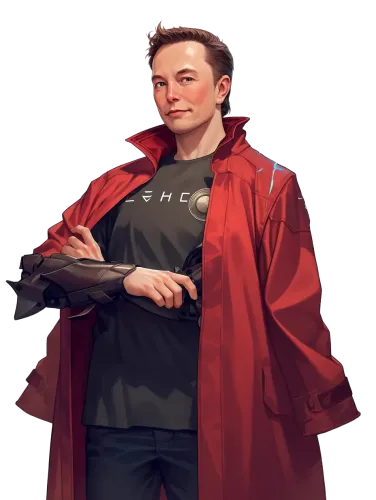 Elon Musk in a red astronaut suit - elon musk anime shirt