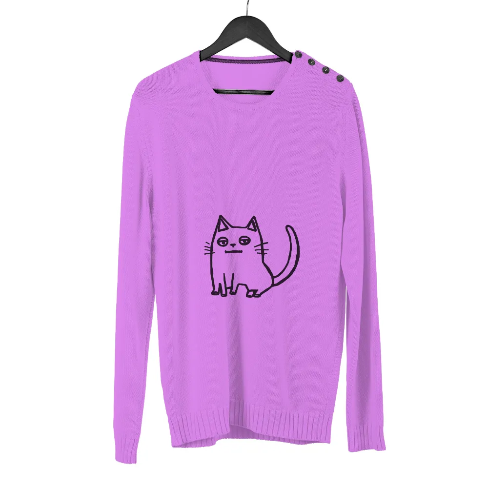 Tee Shirt Printing: Indifferent Cat Design|cartoon character with blue shirt