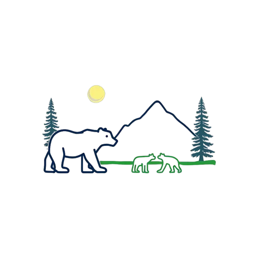 Tee Shirts Printed: Mother Bear and Cubs in the Moonlit Forest