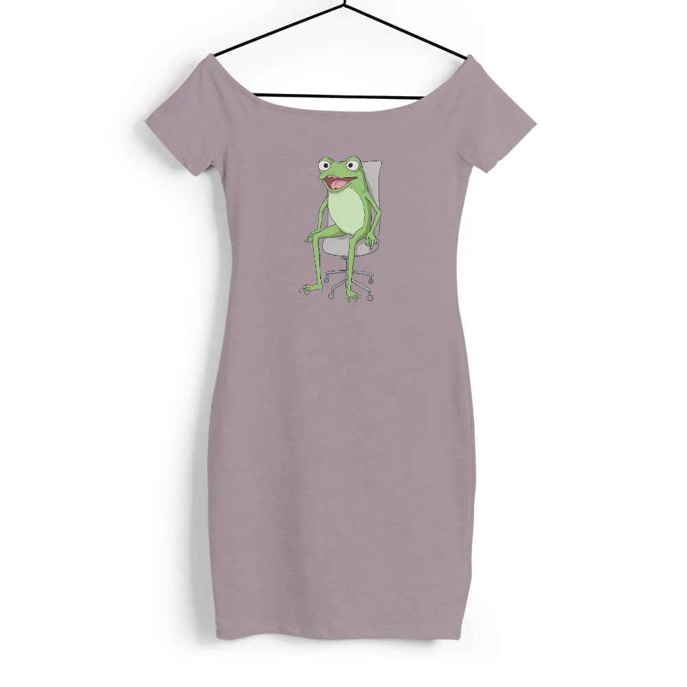 Graphic Tees: Cheerful Frog on Office Chair - Fun & Whimsical Design| Whimsical frog sitting