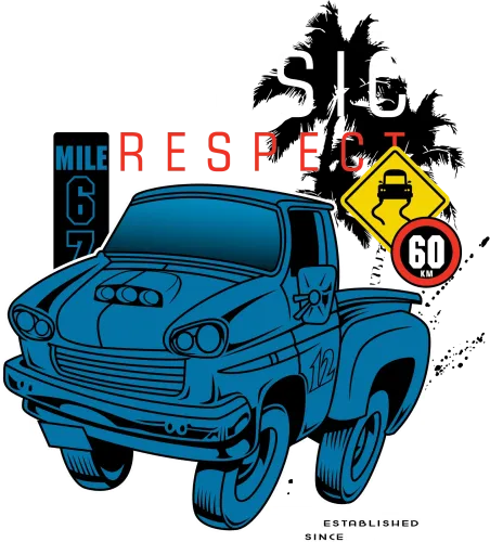 Graphic Tees: Classic Respect - Vintage Blue Pickup Truck