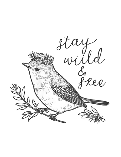 Stay Wild & Free TShirt Printing - Monochromatic Bird Design