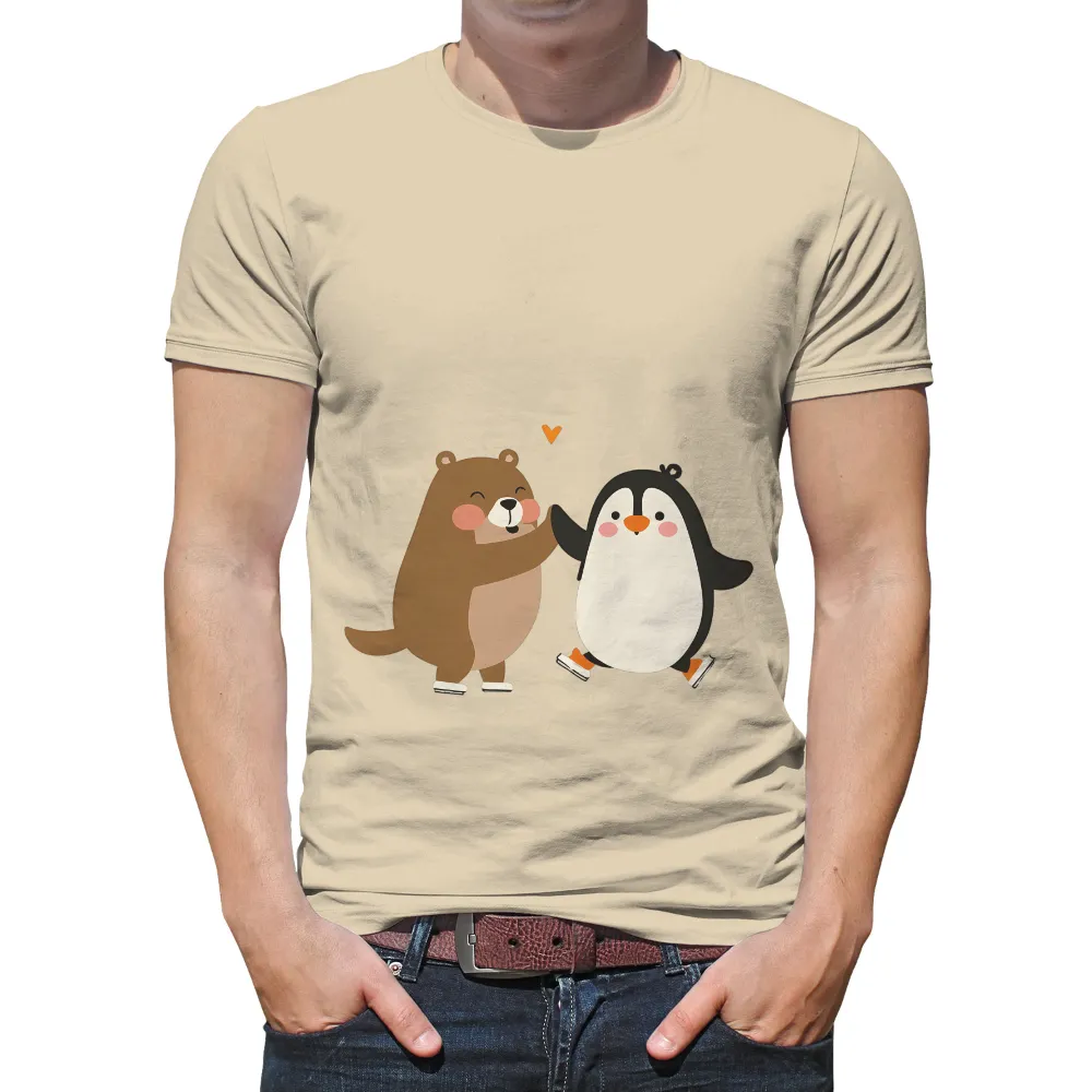 T-Shirts Pattern: Unlikely Friends - Bear and Penguin|bear with deer antlers t shirt