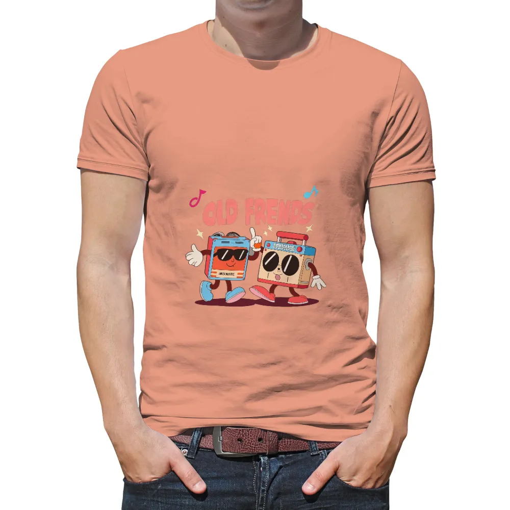 T-Shirts Custom: Old Friends Retro Music T-Shirt|Retro cassette player character