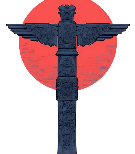 Tee Shirts Printed: Totem Pole Under the Blood-Red Moon