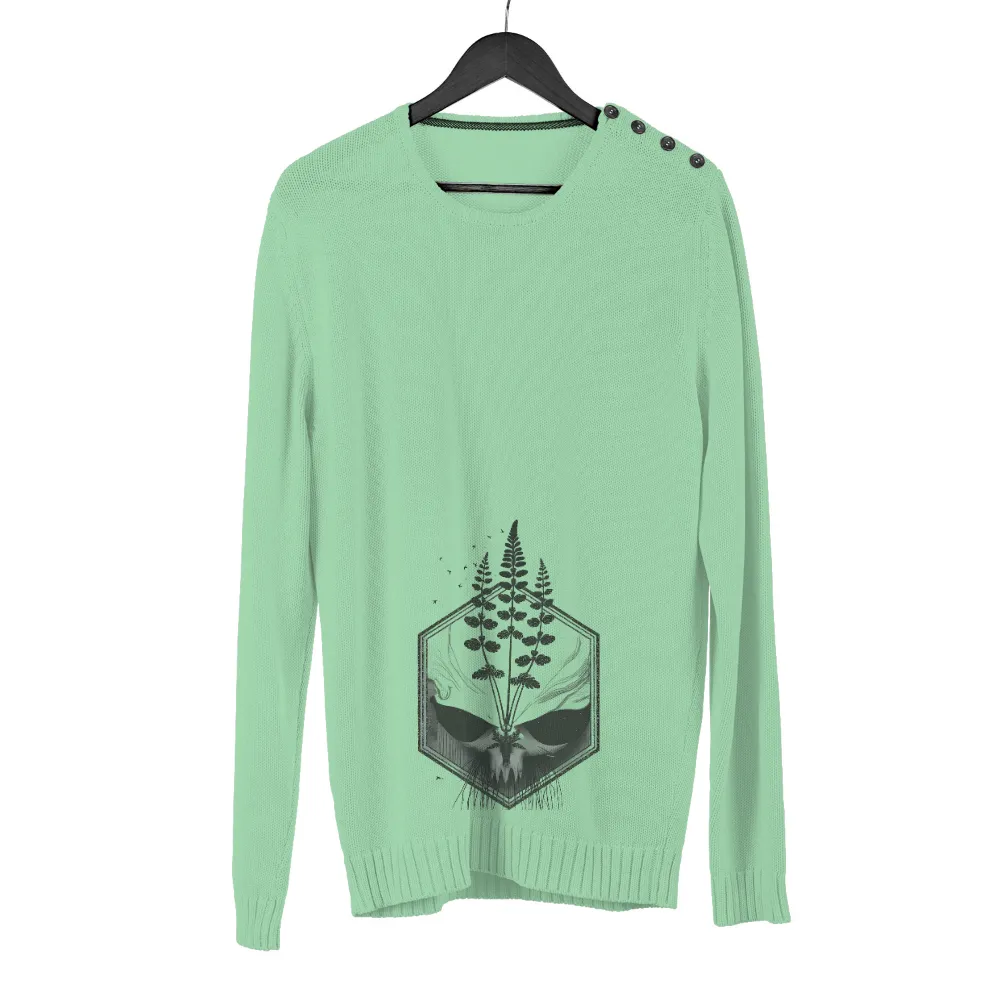 T-Shirts Design: Ethereal Crane and Botanical Elements| Geometric frame enclosing a crane