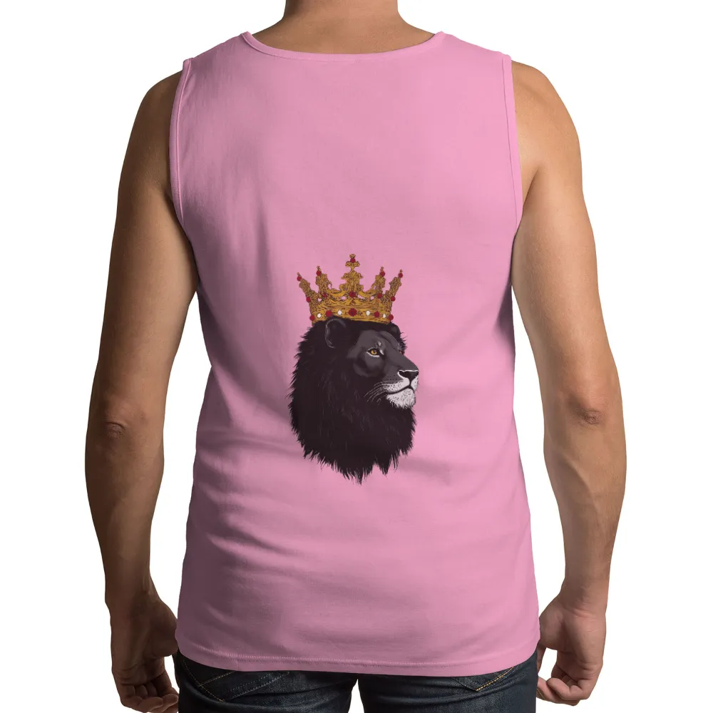 Custom T-Shirt Printing: Regal Lion with Crown - Artistic Design|lion king fathers day shirt