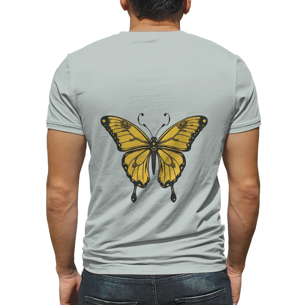 T-Shirts Design: Yellow Butterfly - Transformation and Beauty|reflection t shirt butterfly