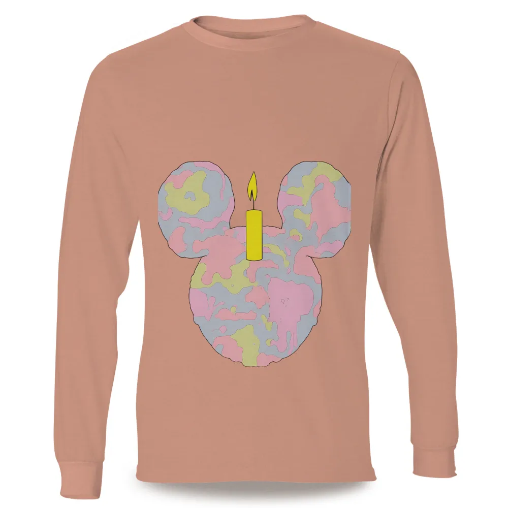 Vintage Mouse Silhouette with Pastel Camouflage and Lit Candle Art|hope trip shirt