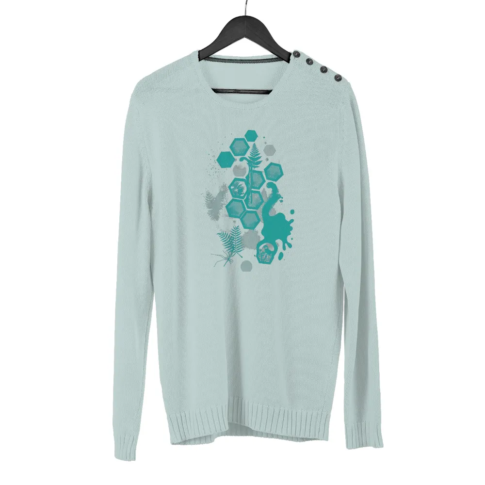 T-Shirt Printing: Nature Meets Geometry - Teal & White Forest Design| Teal and white colors