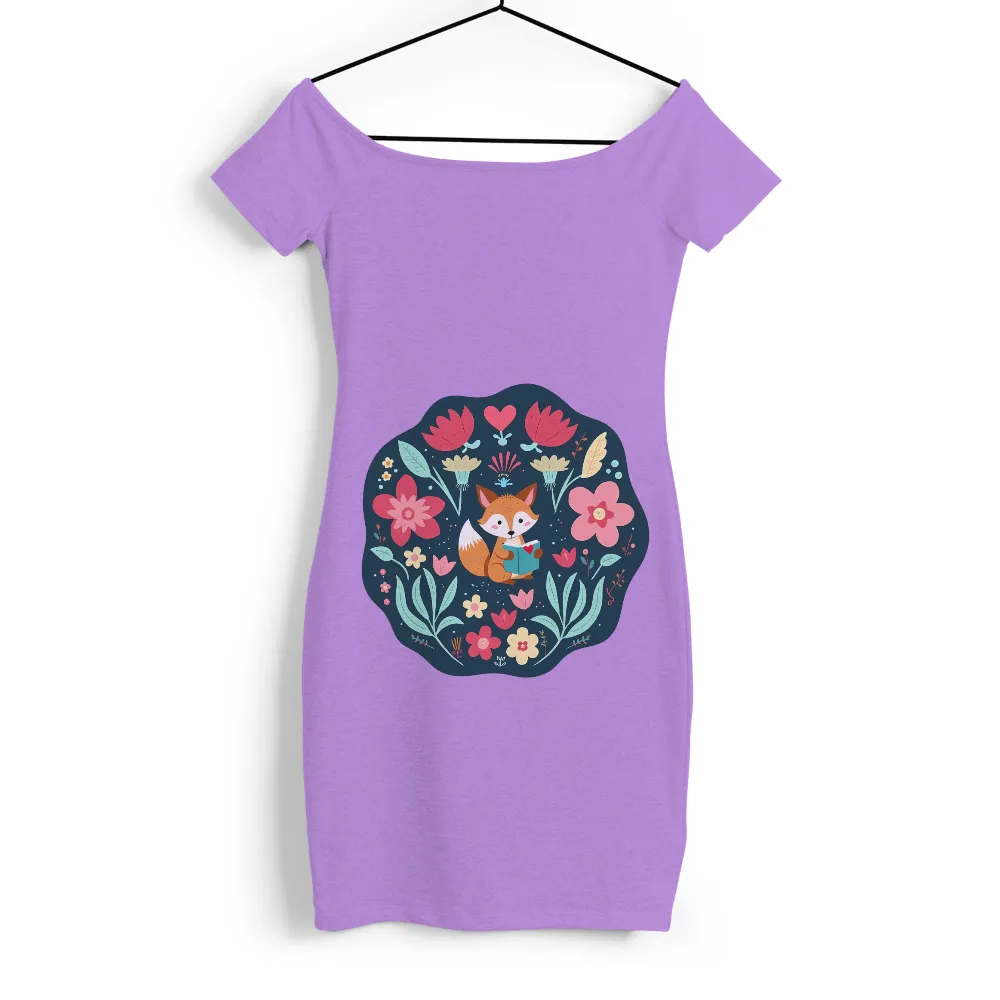 T-Shirts Custom: Whimsical Fox Reading Among Flowers|summer reading shirts 2022