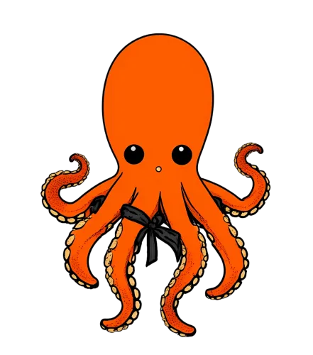 Tee Shirts Printed: Whimsical Orange Octopus with Bow Tie