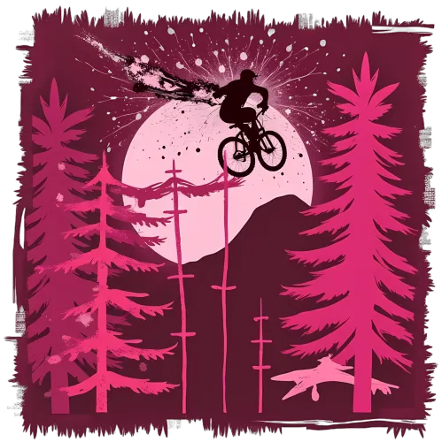 Custom T-Shirt Printing: Night Ride Adventure | Mountain Bike, Full Moon, Forest