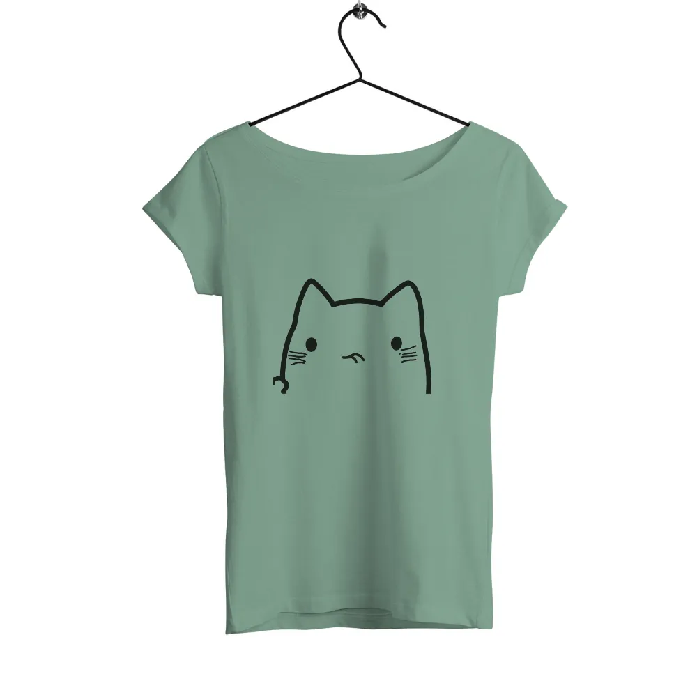 T-Shirts Pattern: Playful Cat Face - Minimalist Joy|tanjiro cat shirt